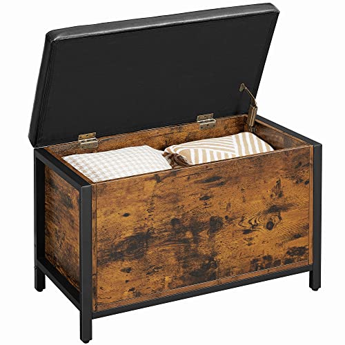 VASAGLE Industrial Storage Bench with Padded Seat