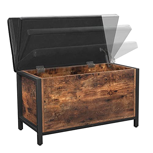 VASAGLE Industrial Storage Bench with Padded Seat