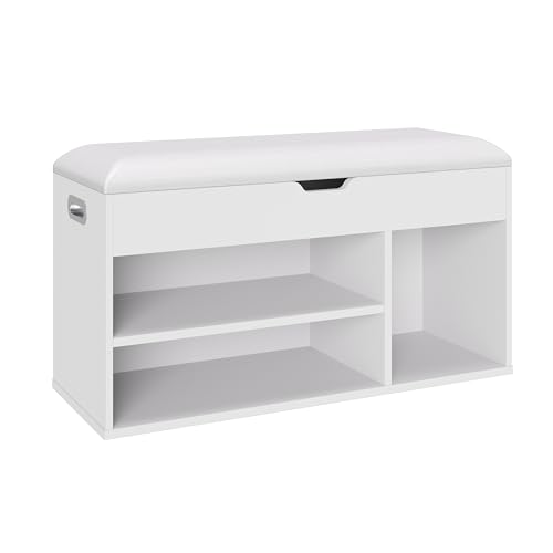 Cushioned Shoe Bench with Storage and Shelves