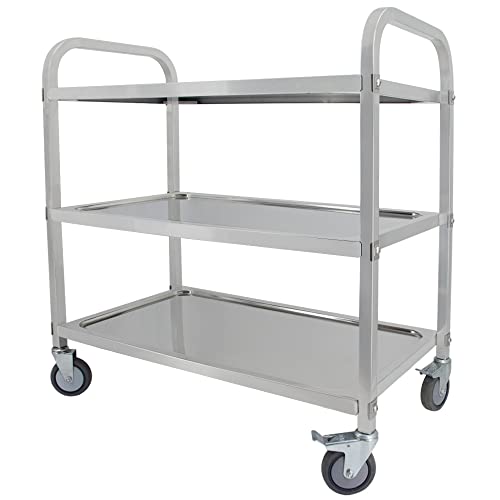 3-Tier Stainless Steel Kitchen Trolley with Locking Wheels