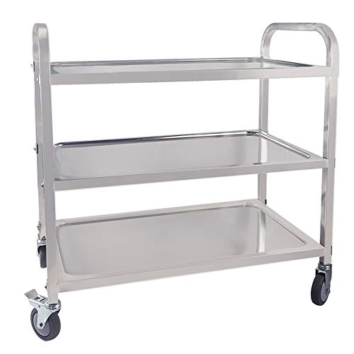 3-Tier Stainless Steel Kitchen Trolley with Locking Wheels
