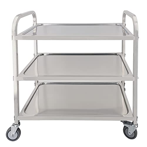 3-Tier Stainless Steel Kitchen Trolley with Locking Wheels