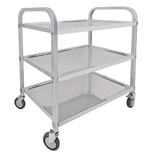 3-Tier Stainless Steel Kitchen Trolley with Locking Wheels
