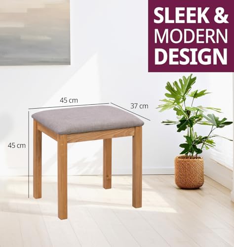 Hereford Grey Wooden Dressing Table Stool with Padded Seat