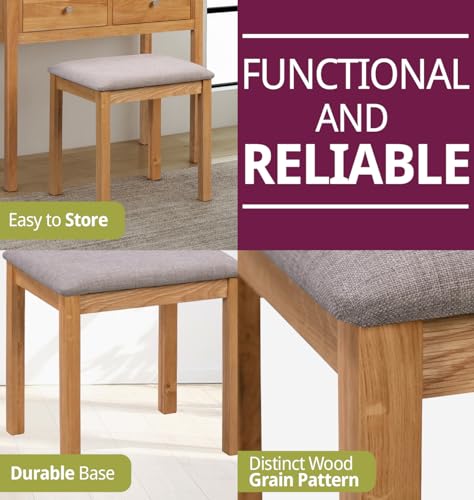 Hereford Grey Wooden Dressing Table Stool with Padded Seat