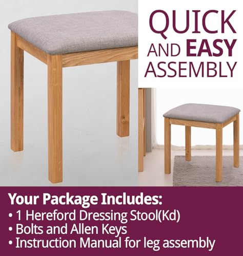 Hereford Grey Wooden Dressing Table Stool with Padded Seat