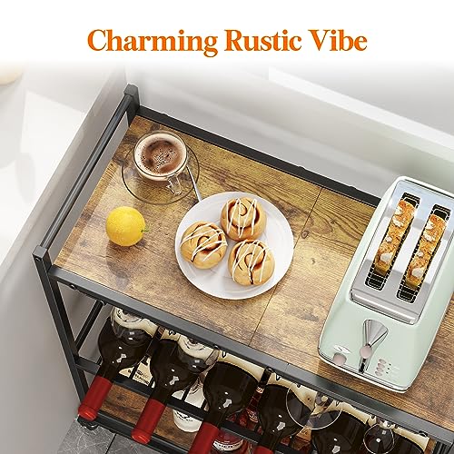 Rustic Brown 3-Tier Lockable Drink Trolley