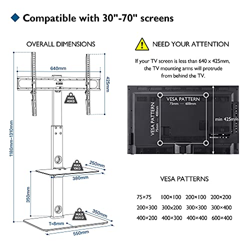 Universal Height Adjustable TV Stand for 30-70" Screens