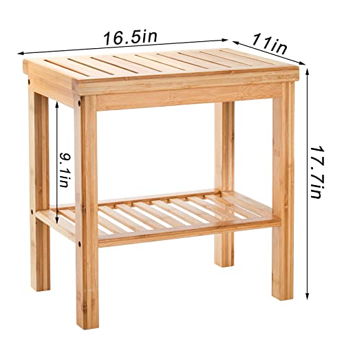 SOUJOY Bamboo Shower Bench and Storage Stool