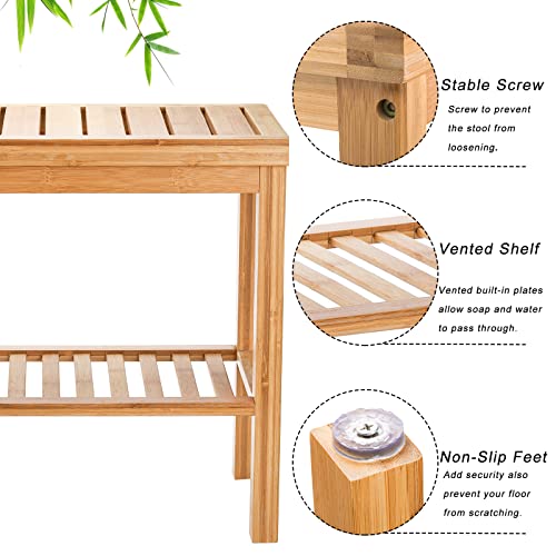 SOUJOY Bamboo Shower Bench and Storage Stool
