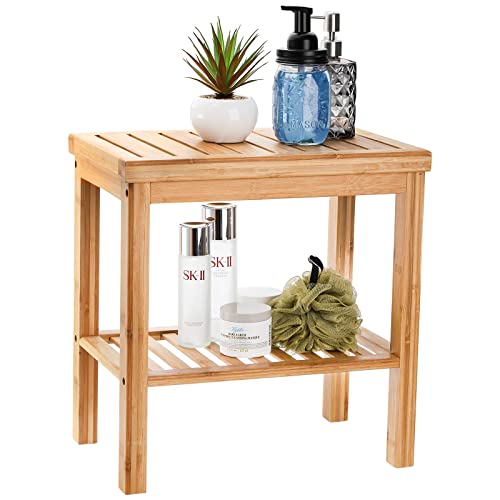 SOUJOY Bamboo Shower Bench and Storage Stool