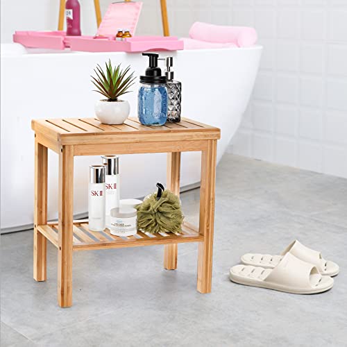 SOUJOY Bamboo Shower Bench and Storage Stool