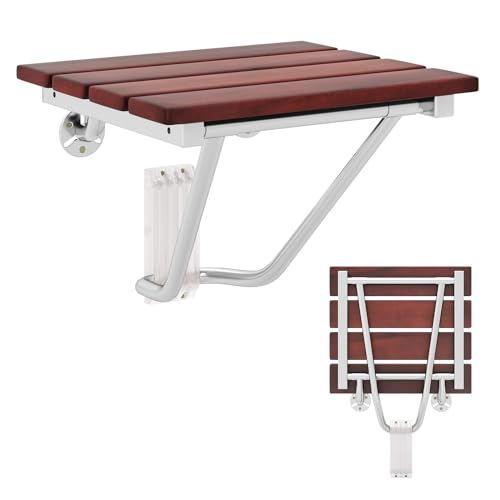 COSTWAY Folding Wall-Mounted Shower Stool and Seat