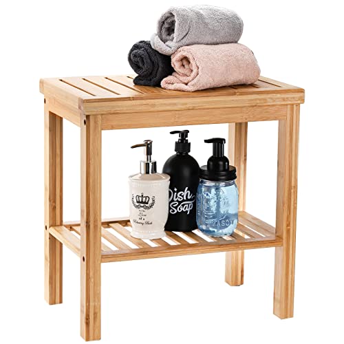 SOUJOY Bamboo Shower Bench and Storage Stool