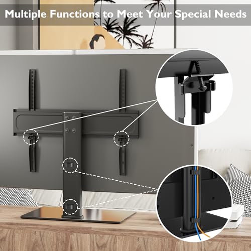 Adjustable TV Stand for 26"-55" TVs with Glass Base