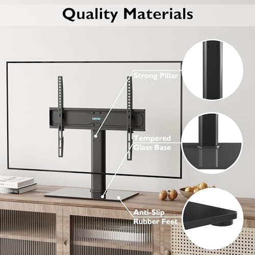 Adjustable TV Stand for 26"-55" TVs with Glass Base
