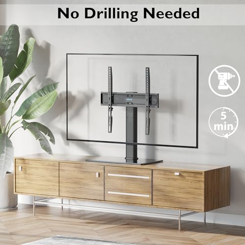 Adjustable TV Stand for 26"-55" TVs with Glass Base