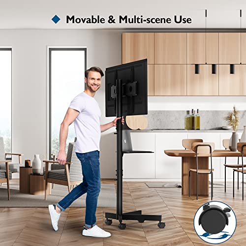 Portable Mobile TV Stand with Wheels and Laptop Shelf