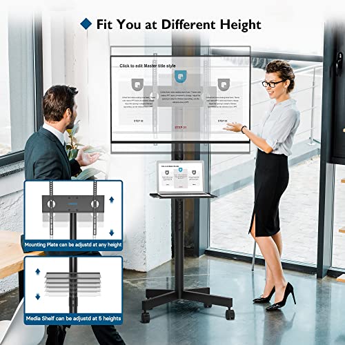 Portable Mobile TV Stand with Wheels and Laptop Shelf