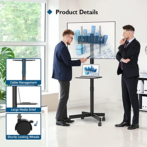 Portable Mobile TV Stand with Wheels and Laptop Shelf