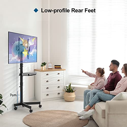 Portable Mobile TV Stand with Wheels and Laptop Shelf
