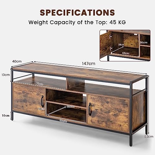 Industrial Wooden TV Stand for Up to 65" TVs