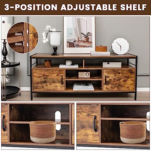 Industrial Wooden TV Stand for Up to 65" TVs