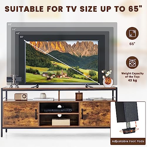 Industrial Wooden TV Stand for Up to 65" TVs