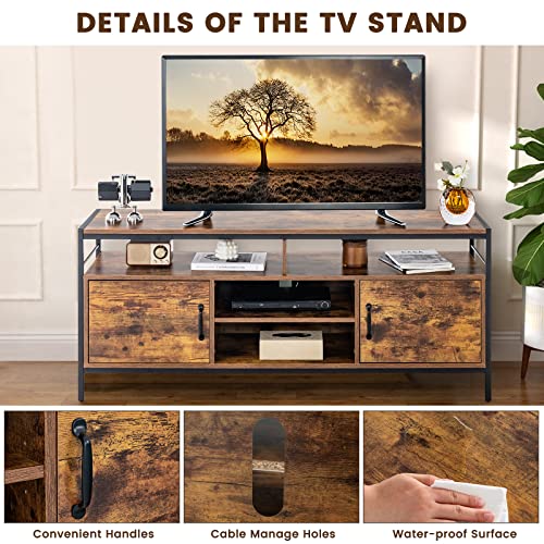 Industrial Wooden TV Stand for Up to 65" TVs