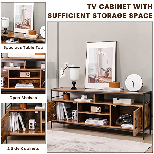 Industrial Wooden TV Stand for Up to 65" TVs