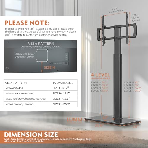 Universal Floor TV Stand with Adjustable Mount