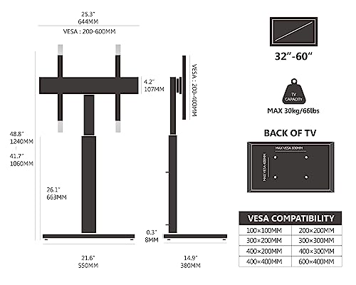 Adjustable TV Floor Stand for 32-60 Inch TVs