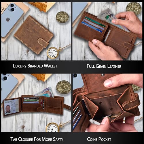Genuine Distressed Leather RFID Wallet for Men