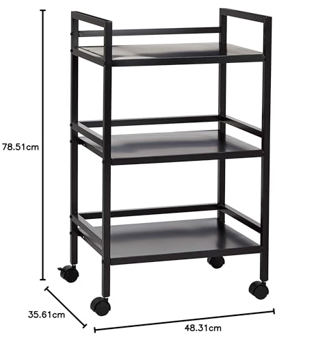Amazon Basics Black Metal 3-Tier Kitchen Cart