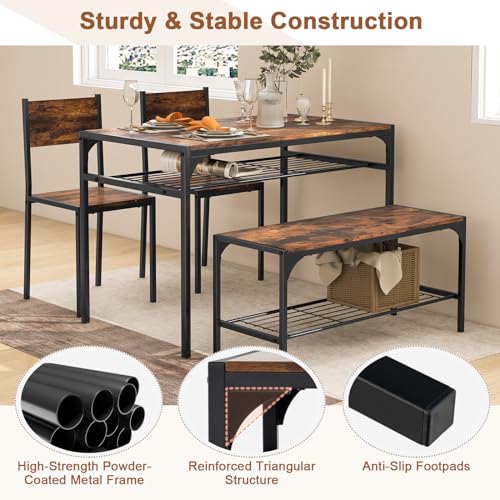 Rustic Industrial Dining Table and Chair Set