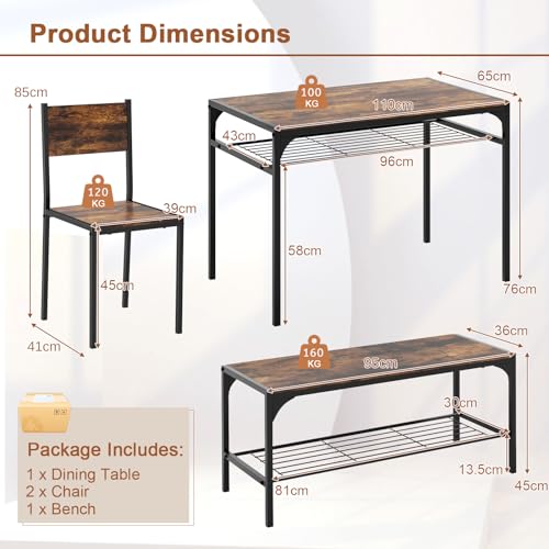 Rustic Industrial Dining Table and Chair Set