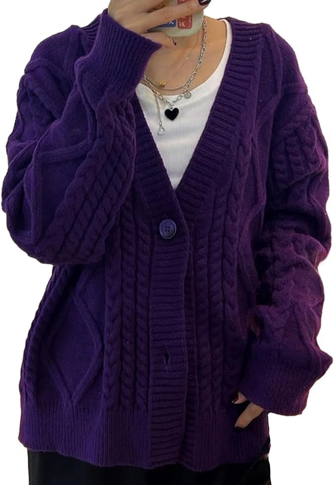 Chunky Knit Star Print Cardigan for Women