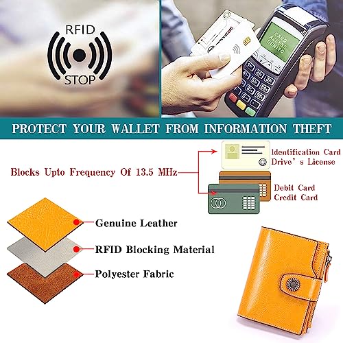 Genuine Leather RFID Blocking Women's Bifold Wallet