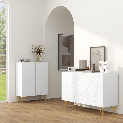 High Gloss Freestanding Storage Cabinet with Adjustable Shelves