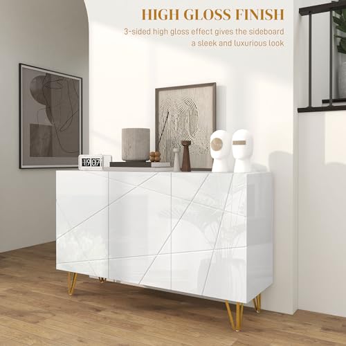 High Gloss Freestanding Storage Cabinet with Adjustable Shelves