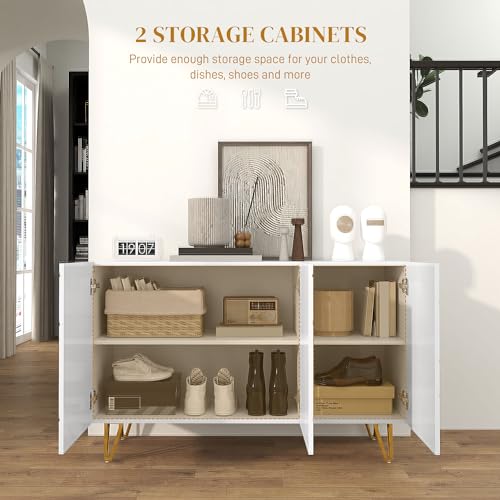 High Gloss Freestanding Storage Cabinet with Adjustable Shelves