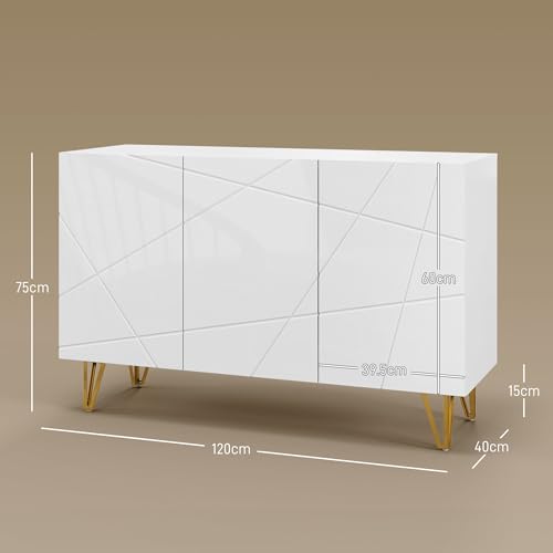 High Gloss Freestanding Storage Cabinet with Adjustable Shelves
