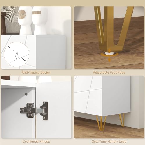 High Gloss Freestanding Storage Cabinet with Adjustable Shelves