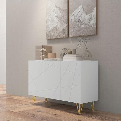 High Gloss Freestanding Storage Cabinet with Adjustable Shelves