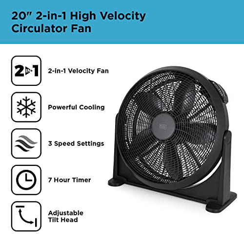 BLACK+DECKER 2-in-1 High Velocity Fan with Timer