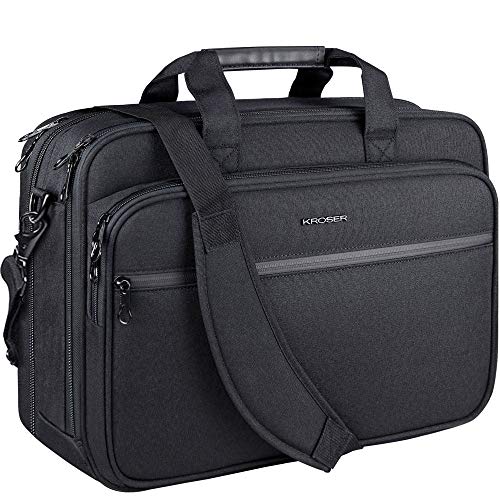 KROSER Expandable Water-Repellent Laptop Bag - Black