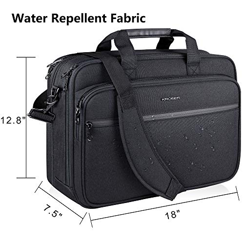 KROSER Expandable Water-Repellent Laptop Bag - Black
