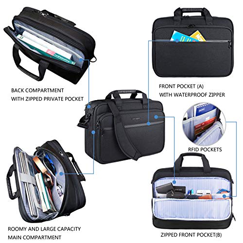 KROSER Expandable Water-Repellent Laptop Bag - Black