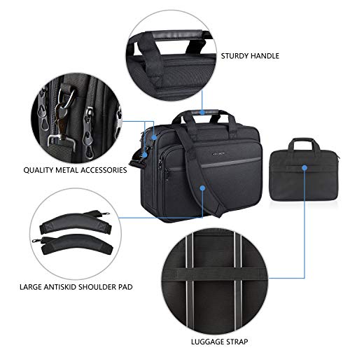 KROSER Expandable Water-Repellent Laptop Bag - Black