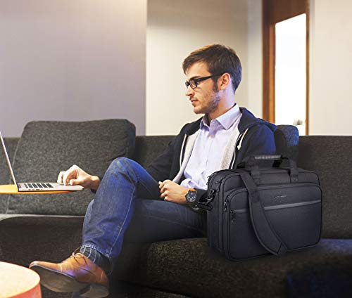 KROSER Expandable Water-Repellent Laptop Bag - Black